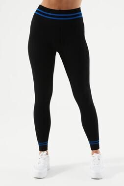 NUX Activewear Mel C Seamless Leggings Black Blue Stripe Size S/M New With Tags